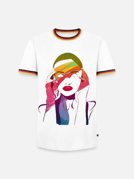 red_lips_project - Männer Kontrast-T-Shirt - Weiß/Dreifarbig