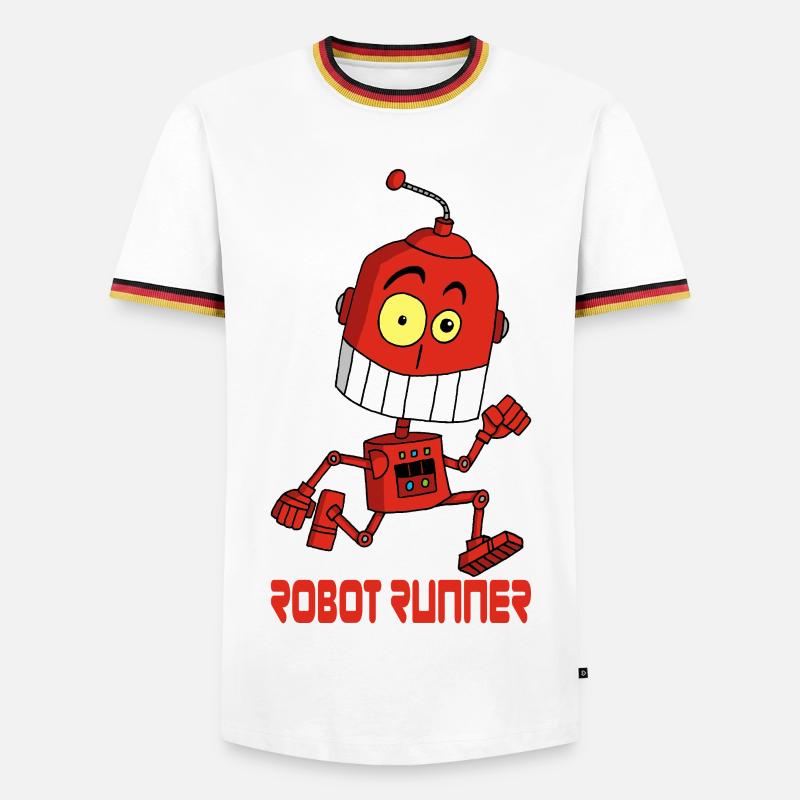 Red Running Robot - Men's Ringer Shirt - white/tricolour
