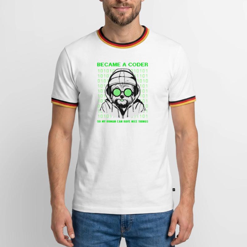 Became a Coder – Hacker Dog Binary Look Men's Ringer Shirt