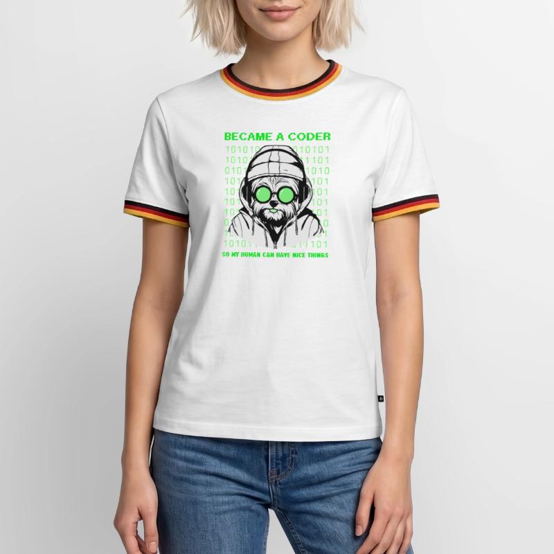 Became a Coder – Hacker Dog Binary Look Men's Ringer Shirt
