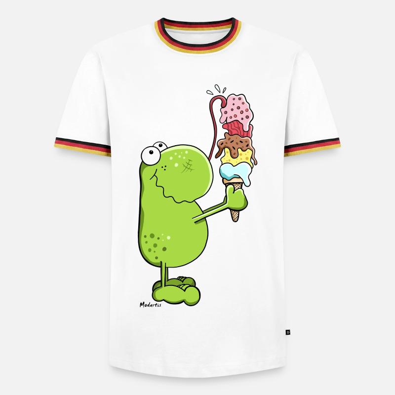 Frog with Ice Cream - Men's Ringer Shirt - white/tricolour