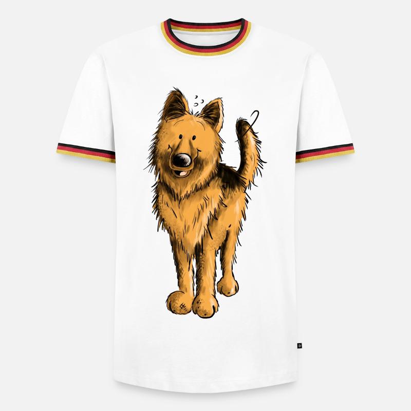 Lustiger Deutscher Schäferhund DSH Hund Comic - Männer Kontrast-T-Shirt - Weiß/Dreifarbig