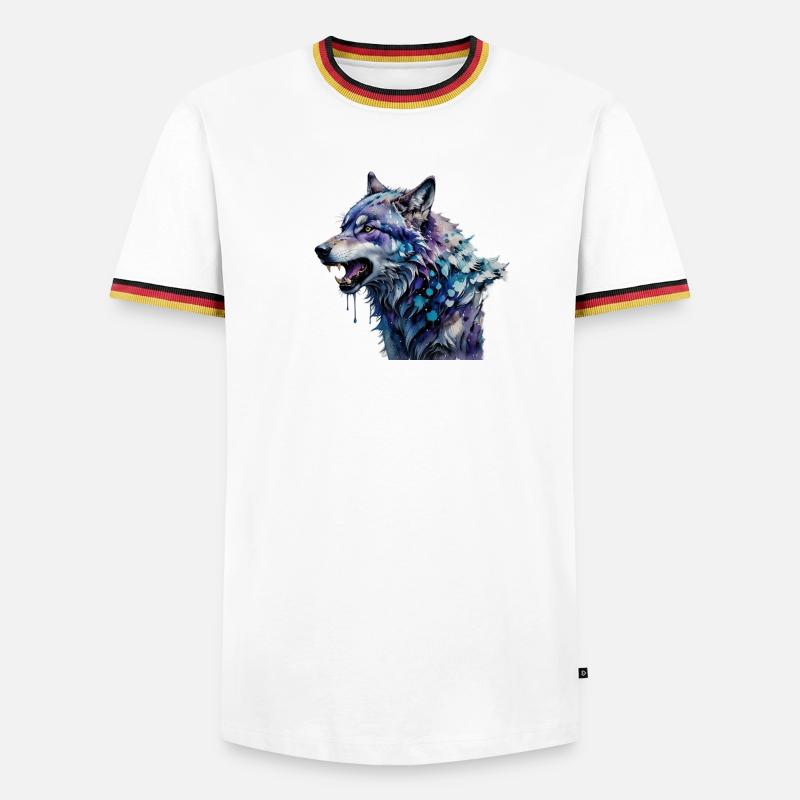 Alphawolf - Männer Kontrast-T-Shirt - Weiß/Dreifarbig