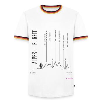 ZURICH APRICA for white - Men's Ringer Shirt - white/tricolour - Front - AI Model Female 172 light (172cm) & AI Model Male 185 light (185cm)
