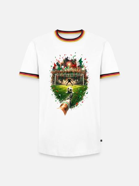Italienischer Torjubel im Stadion - Männer Kontrast-T-Shirt - Weiß/Dreifarbig