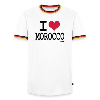 J'aime le maroc - couleurs personnalisables - T-shirt contrasté Homme - blanc/tricolore - Devant - AI Model Female 172 light (172cm) & AI Model Male 185 light (185cm)