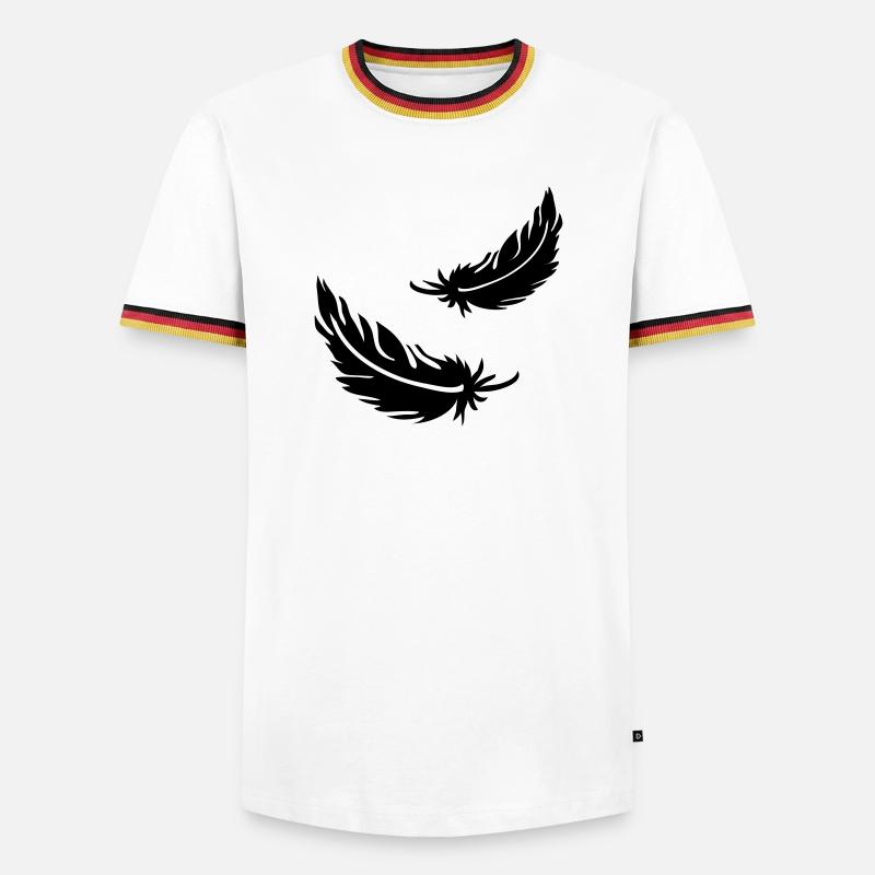 Zwei fliegende Federn - Männer Kontrast-T-Shirt - Weiß/Dreifarbig