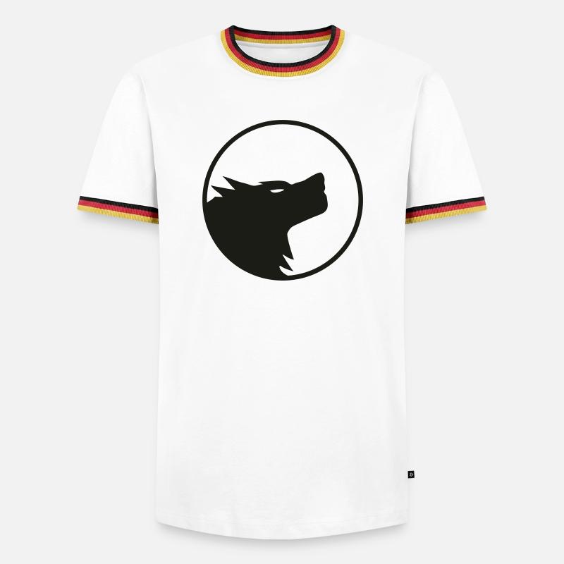 Wolf - Männer Kontrast-T-Shirt - Weiß/Dreifarbig