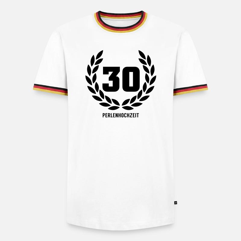 30 Perlenhochzeit - Männer Kontrast-T-Shirt - Weiß/Dreifarbig