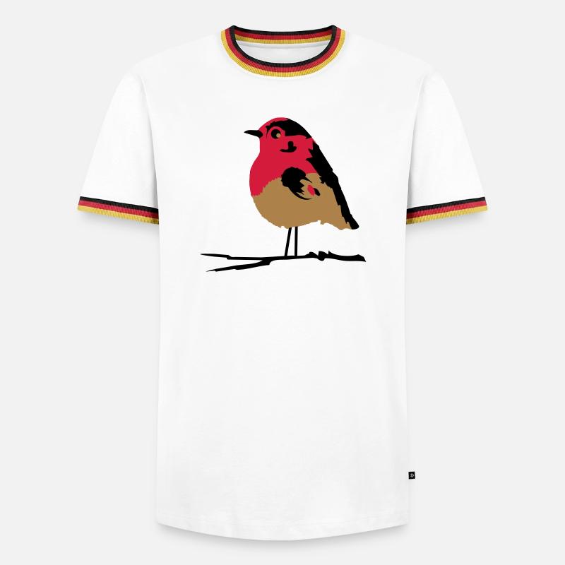 A robin on branch - Men's Ringer Shirt - white/tricolour
