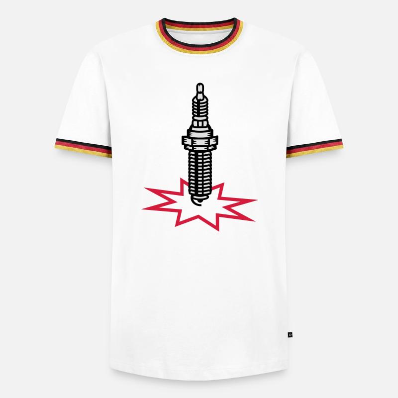 Zündkerze mit Zündfunken - Männer Kontrast-T-Shirt - Weiß/Dreifarbig
