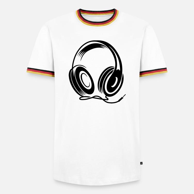 a headphone with cable - Men's Ringer Shirt - white/tricolour