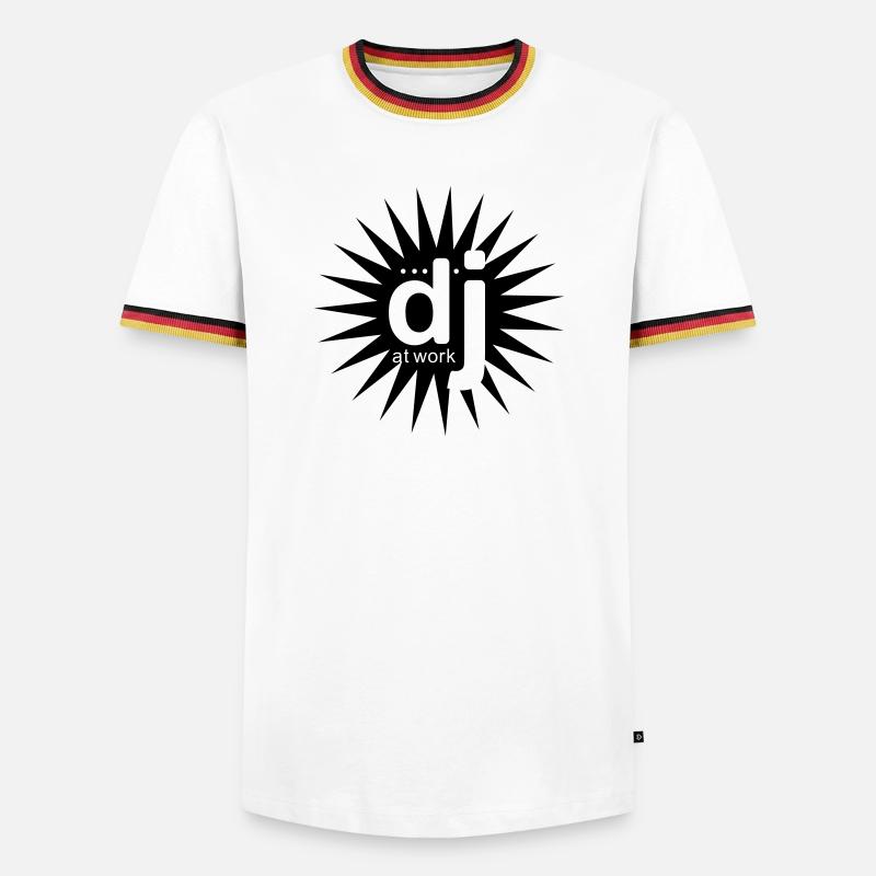 DJ bei der Arbeit - Männer Kontrast-T-Shirt - Weiß/Dreifarbig