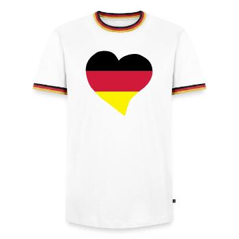 Coeur allemand - T-shirt contrasté Homme - blanc/tricolore - Devant - AI Model Female 172 light (172cm) & AI Model Male 185 light (185cm)