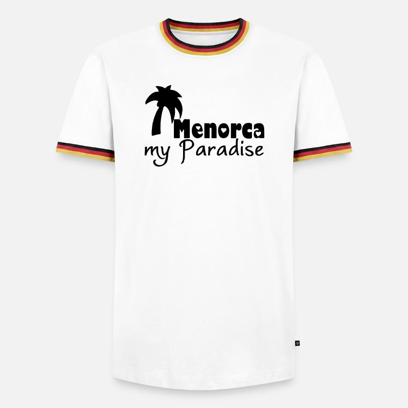 Menorca Paradise Urlaub Geschenk - Männer Kontrast-T-Shirt - Weiß/Dreifarbig