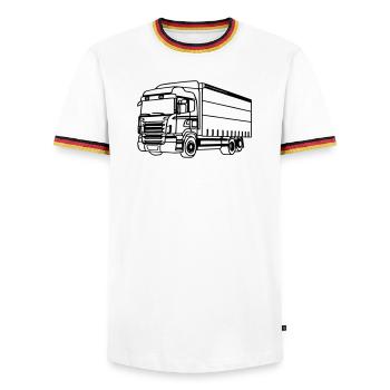 Camion Truck V8 - T-shirt contrasté Homme - blanc/tricolore - Devant - AI Model Female 172 light (172cm) & AI Model Male 185 light (185cm)