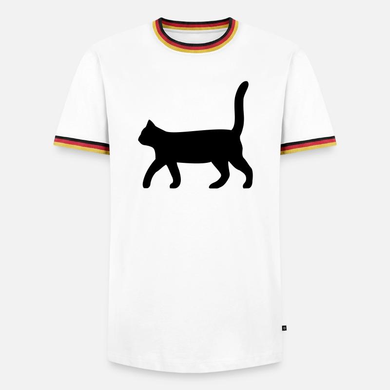 schwarze Katze - Männer Kontrast-T-Shirt - Weiß/Dreifarbig