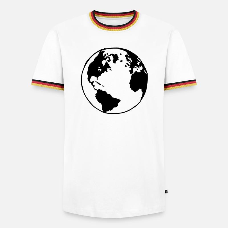 Der Globus - Männer Kontrast-T-Shirt - Weiß/Dreifarbig