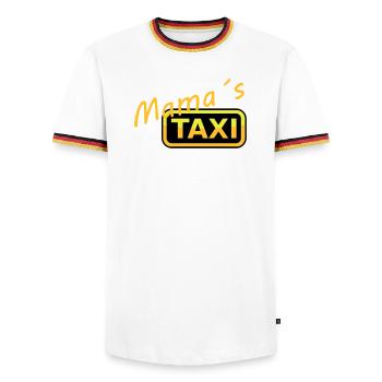 Humorvolles Mamas Taxi Schild - Männer Kontrast-T-Shirt - Weiß/Dreifarbig - Vorne - AI Model Female 172 light (172cm) & AI Model Male 185 light (185cm)