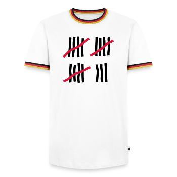 18 years - birthday - Men's Ringer Shirt - white/tricolour - Front - AI Model Female 172 light (172cm) & AI Model Male 185 light (185cm)