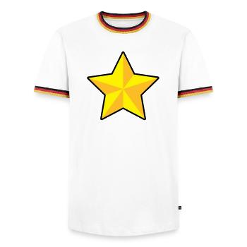 3D Stern - Männer Kontrast-T-Shirt - Weiß/Dreifarbig - Vorne - AI Model Female 172 light (172cm) & AI Model Male 185 light (185cm)