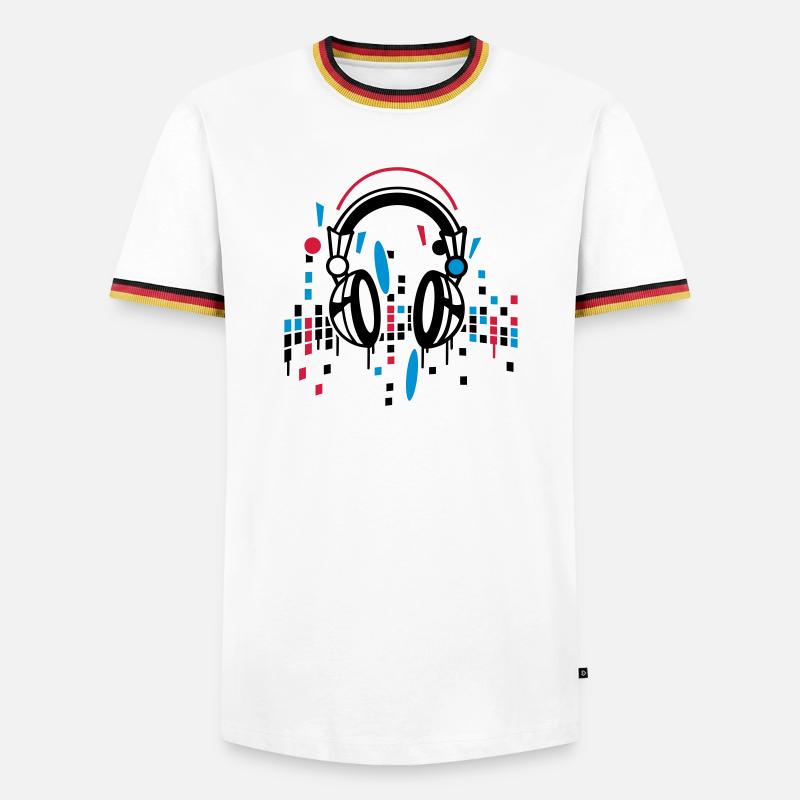 Kopfhörer Equalizer Zeichnung - Männer Kontrast-T-Shirt - Weiß/Dreifarbig