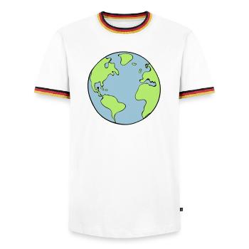 Erde - Männer Kontrast-T-Shirt - Weiß/Dreifarbig - Vorne - AI Model Female 172 light (172cm) & AI Model Male 185 light (185cm)