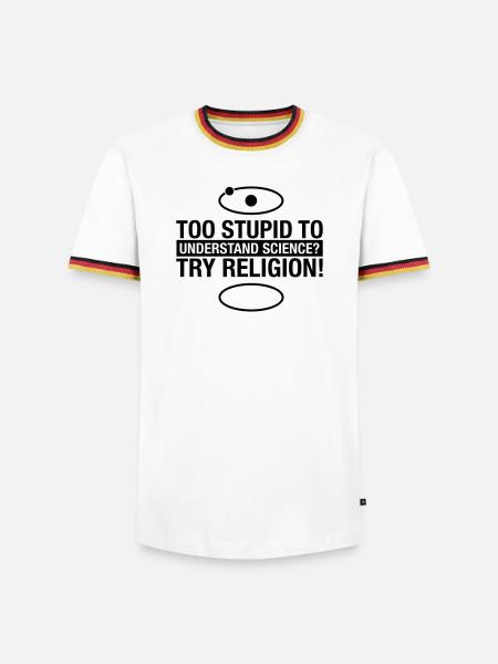 science-religion - Männer Kontrast-T-Shirt - Weiß/Dreifarbig