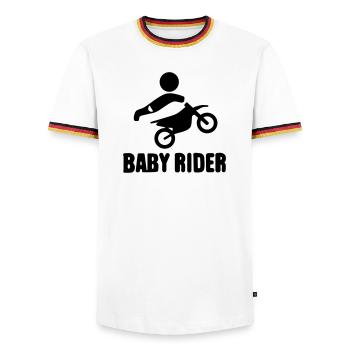 Baby Rider  - Männer Kontrast-T-Shirt - Weiß/Dreifarbig - Vorne - AI Model Female 172 light (172cm) & AI Model Male 185 light (185cm)