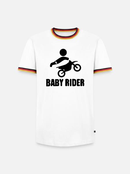 Baby Rider  - Männer Kontrast-T-Shirt - Weiß/Dreifarbig