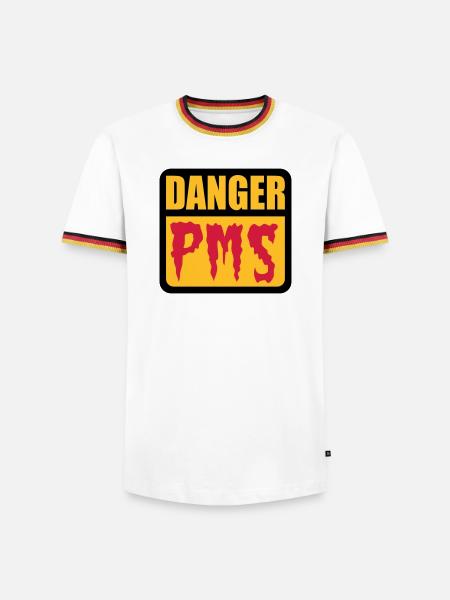 Danger PMS - Männer Kontrast-T-Shirt - Weiß/Dreifarbig