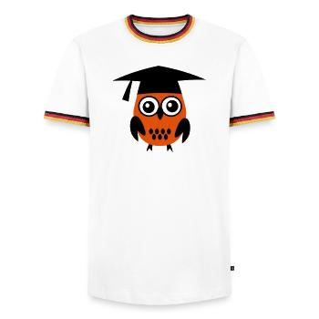 6061912 119208075 Eule - Männer Kontrast-T-Shirt - Weiß/Dreifarbig - Vorne - AI Model Female 172 light (172cm) & AI Model Male 185 light (185cm)