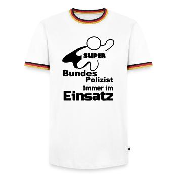 Super Bundespolizist Polizei, Sprüche, Geschenk - Männer Kontrast-T-Shirt - Weiß/Dreifarbig - Vorne - AI Model Female 172 light (172cm) & AI Model Male 185 light (185cm)