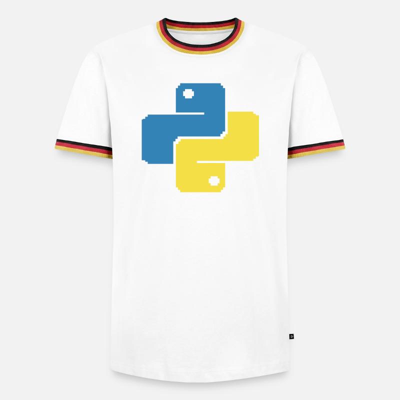 Python Pixelart - Männer Kontrast-T-Shirt - Weiß/Dreifarbig