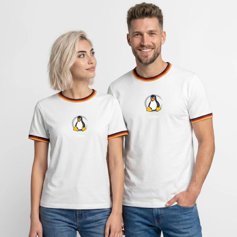 Pc computer Penguin nerd geek Programmer Admin Men's Ringer Shirt