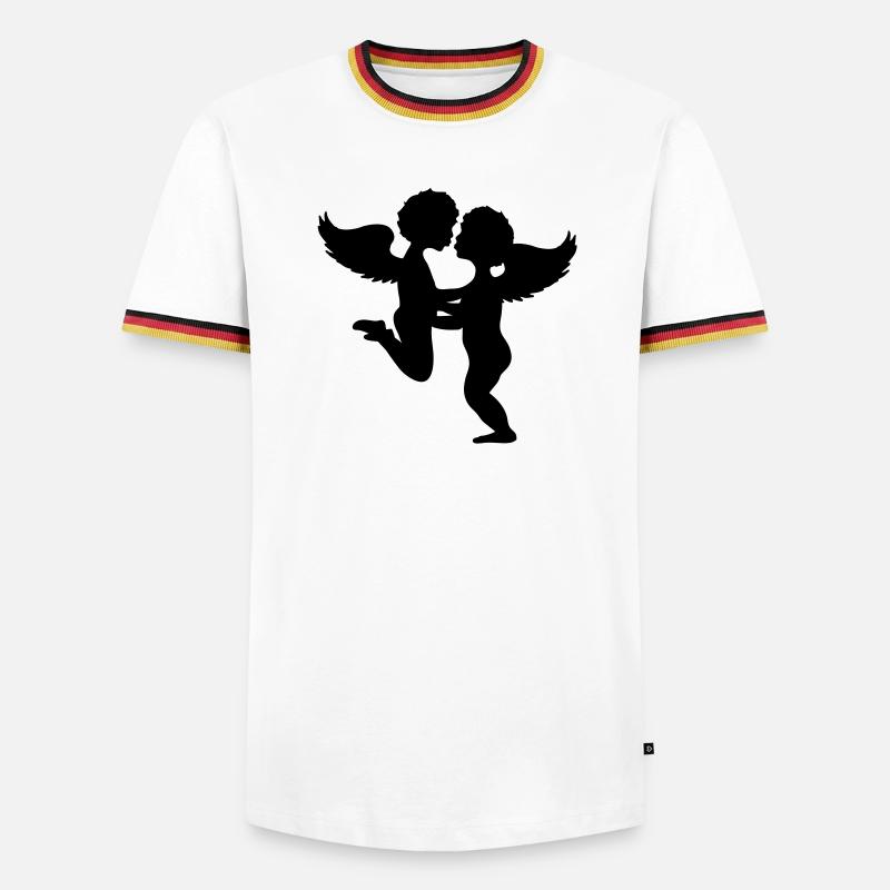 Zwei Engel küssen sich - Männer Kontrast-T-Shirt - Weiß/Dreifarbig