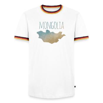 Mongolia - Men's Ringer Shirt - white/tricolour - Front - AI Model Female 172 light (172cm) & AI Model Male 185 light (185cm)