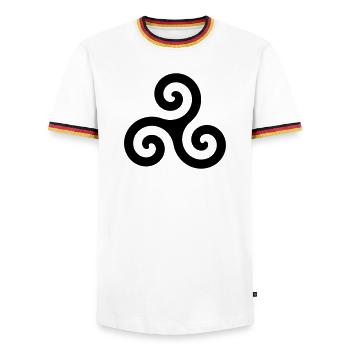 Brittany - Men's Ringer Shirt - white/tricolour - Front - AI Model Female 172 light (172cm) & AI Model Male 185 light (185cm)