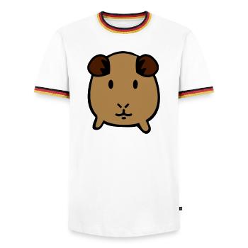 guinea pig - Men's Ringer Shirt - white/tricolour - Front - AI Model Female 172 light (172cm) & AI Model Male 185 light (185cm)