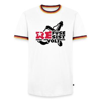 rebell - Männer Kontrast-T-Shirt - Weiß/Dreifarbig - Vorne - AI Model Female 172 light (172cm) & AI Model Male 185 light (185cm)