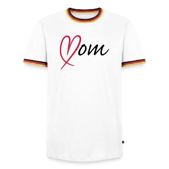 Mom Heart | Herz - T-shirt contrasté Homme - blanc/tricolore - Devant - AI Model Female 172 light (172cm) & AI Model Male 185 light (185cm)