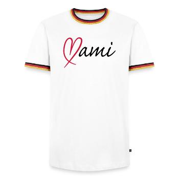 Mami Herz | Heart - T-shirt contrasté Homme - blanc/tricolore - Devant - AI Model Female 172 light (172cm) & AI Model Male 185 light (185cm)