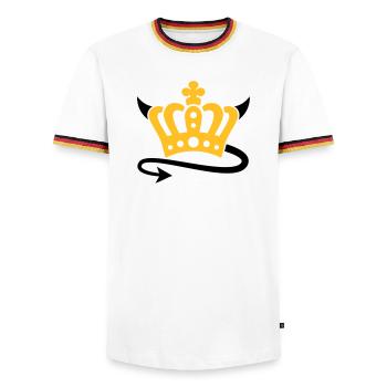 Devil | Queen | King | Königin | König | Crown | - Men's Ringer Shirt - white/tricolour - Front - AI Model Female 172 light (172cm) & AI Model Male 185 light (185cm)