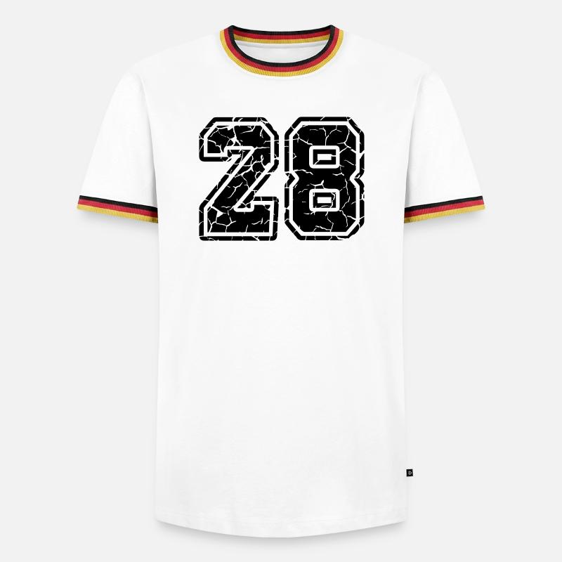 28 - Männer Kontrast-T-Shirt - Weiß/Dreifarbig