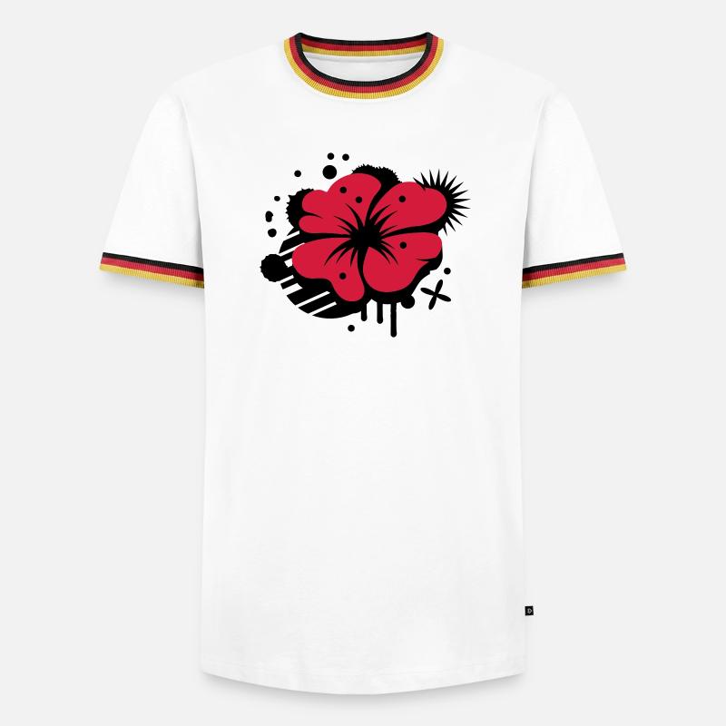 Klatschmohn als Graffiti - Männer Kontrast-T-Shirt - Weiß/Dreifarbig