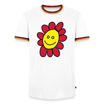 Ich bin eine Blume - Männer Kontrast-T-Shirt - Weiß/Dreifarbig - Vorne - AI Model Female 172 light (172cm) & AI Model Male 185 light (185cm)