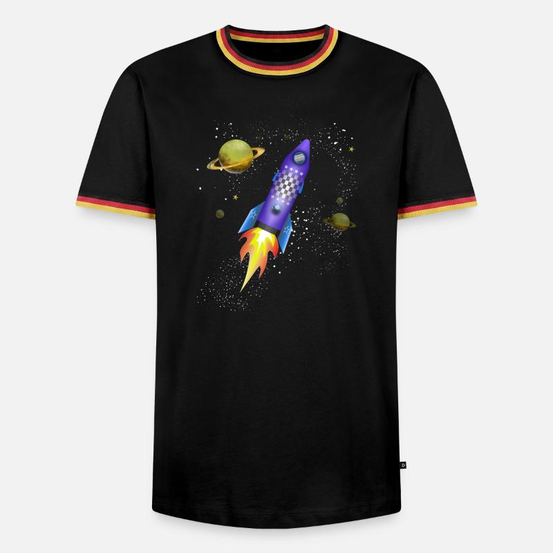 Fusée dans l'espace - T-shirt contrasté Homme - noir/tricolore