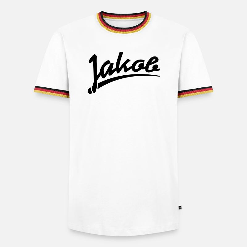 Jakob - Männer Kontrast-T-Shirt - Weiß/Dreifarbig