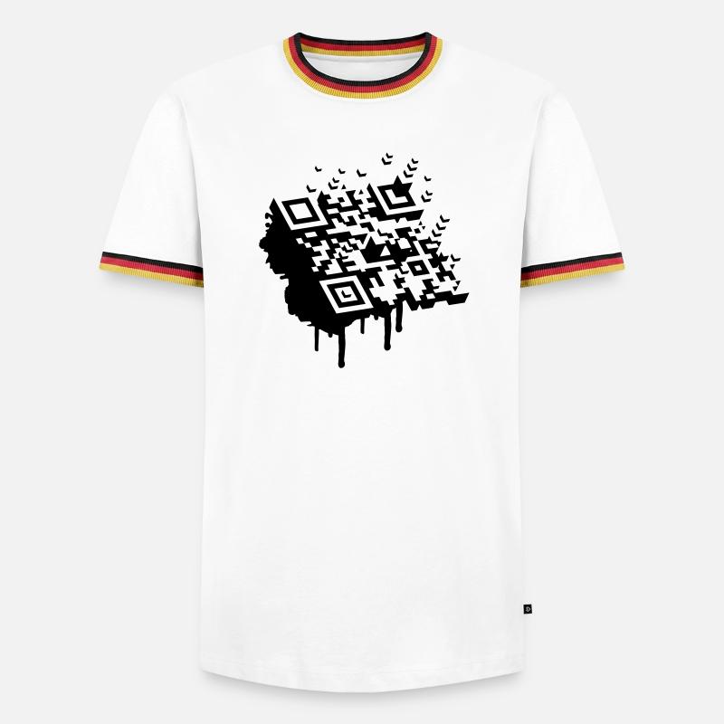 3D Barcode als Graffiti - Männer Kontrast-T-Shirt - Weiß/Dreifarbig