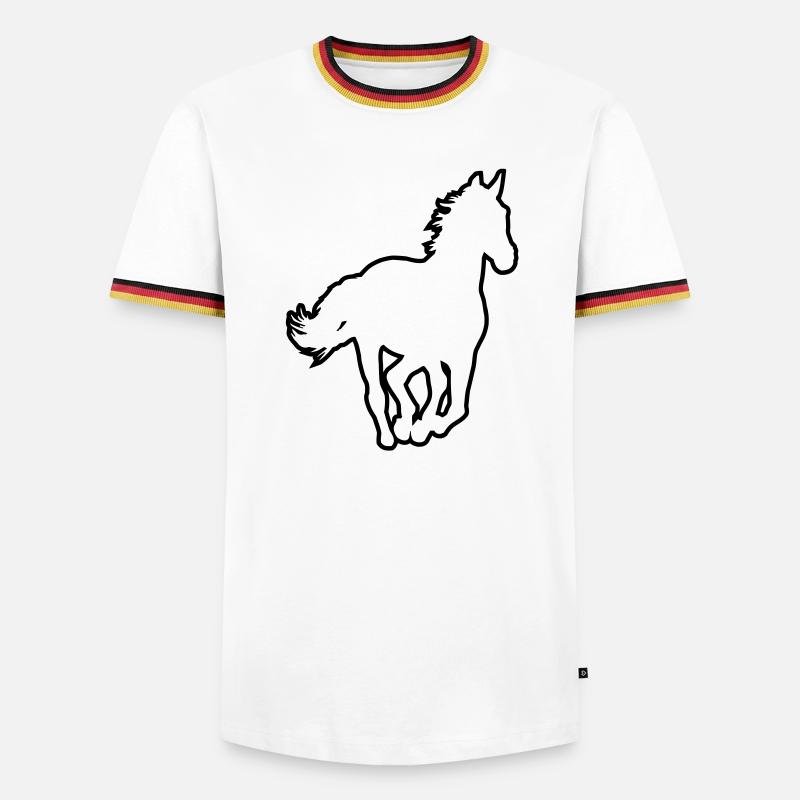 Pferd - Männer Kontrast-T-Shirt - Weiß/Dreifarbig